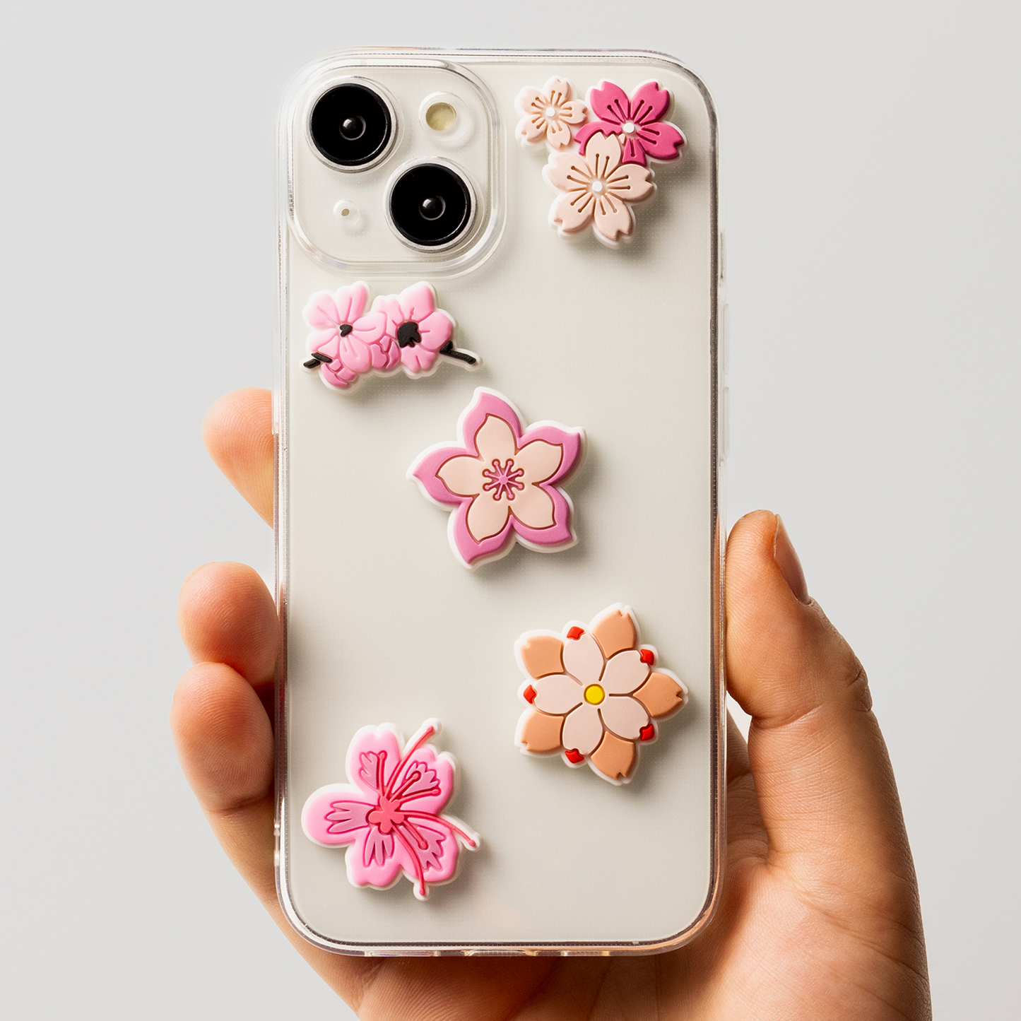 Αυτοκόλλητο 3D OEM Pink Blossom για Θήκη Τηλεφώνου / Tablet, Σετ 5 τεμάχια, Πολύχρωμο