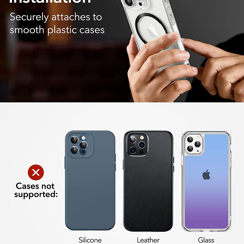 ESR HaloLock Metallic Sticker, Set of 2 Pieces, Black Silver