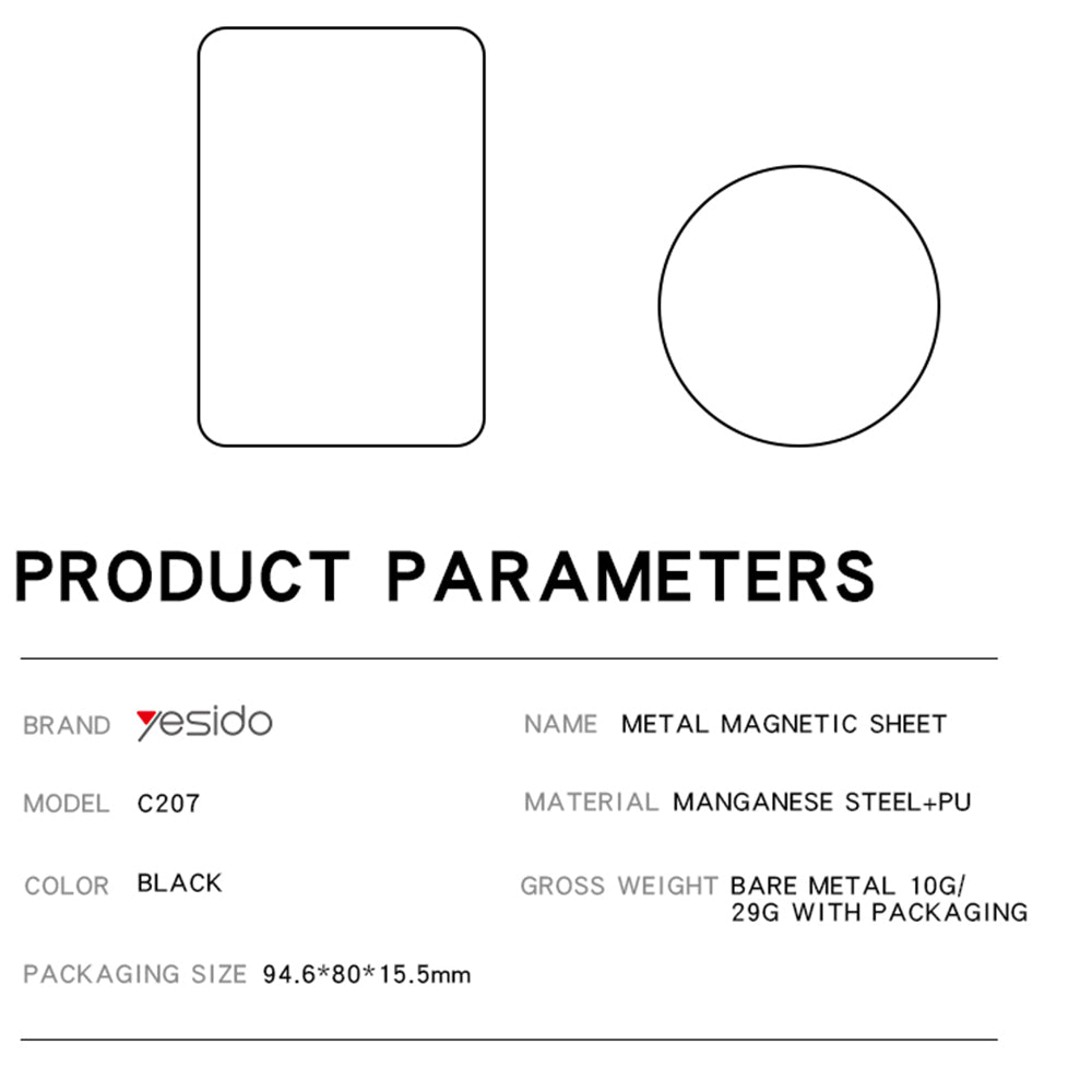 Αυτοκόλλητο Μεταλλικό Yesido C207 2σε1, Μαύρο