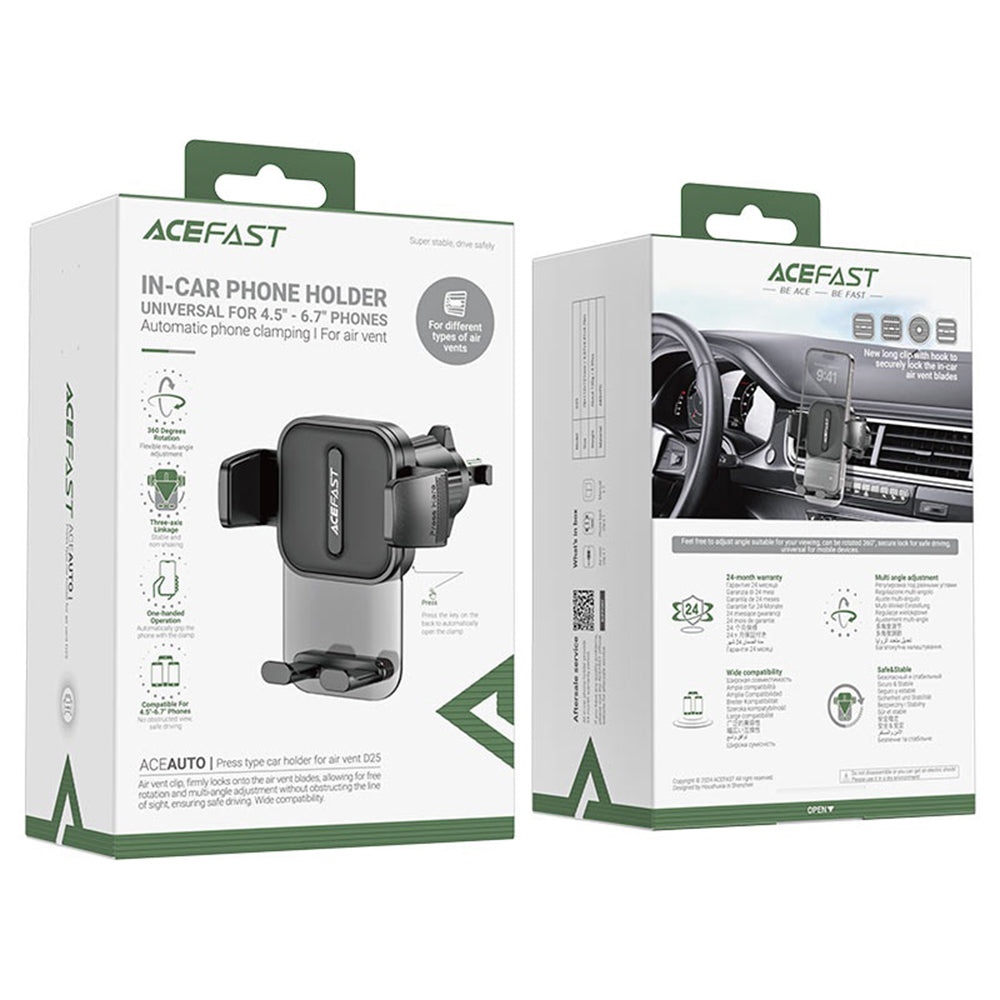 Βάση Αυτοκινήτου Acefast D25, 4.5inch - 6.7inch, Μαύρο