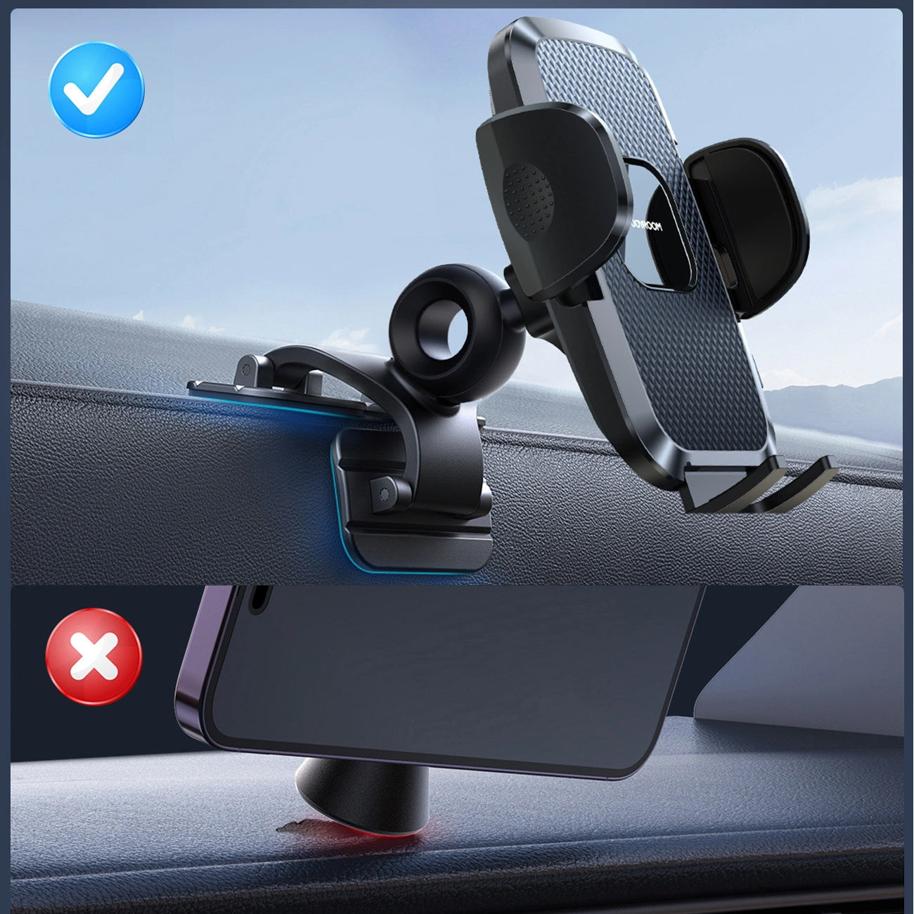 Joyroom JR-ZS259-3 Dash Car Holder, 4.7inch - 6.9inch, Black