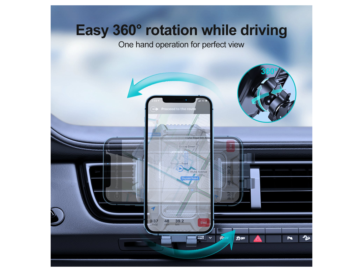 Joyroom JR-ZS285 Car Holder, 4.5inch - 6.5inch, Black