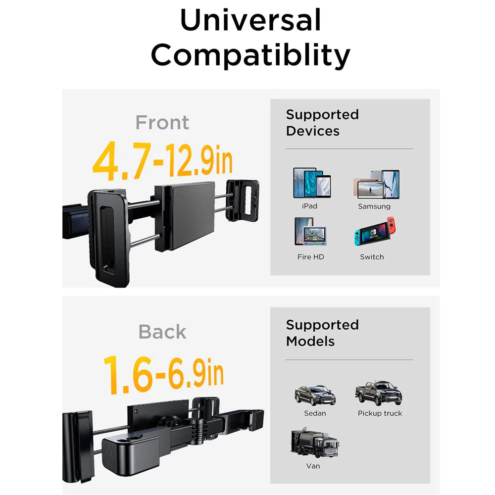 Βάση Αυτοκινήτου Κεφαλής Lisen για Τηλέφωνο / Τάμπλετ, 4.7inch - 12.9inch, Μαύρο YL0221030002