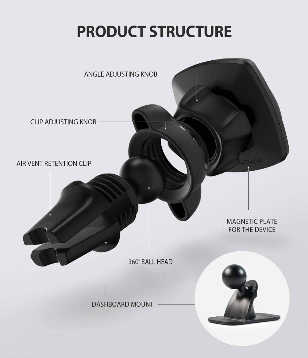 Βάση Αυτοκινήτου Μαγνητική Ringke Power Clip, Universal, Μαύρο