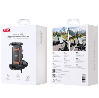 XO Design C201 Bicycle Motorcycle Mount, 4.5inch - 7inch, Black Orange