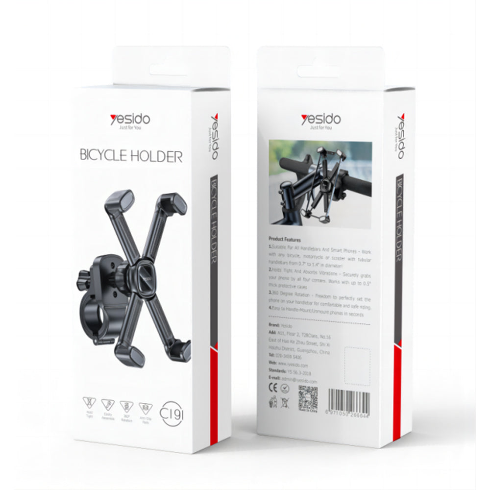 Βάση Ποδηλάτου Yesido C191, 4.5inch - 6.8inch, Μαύρο