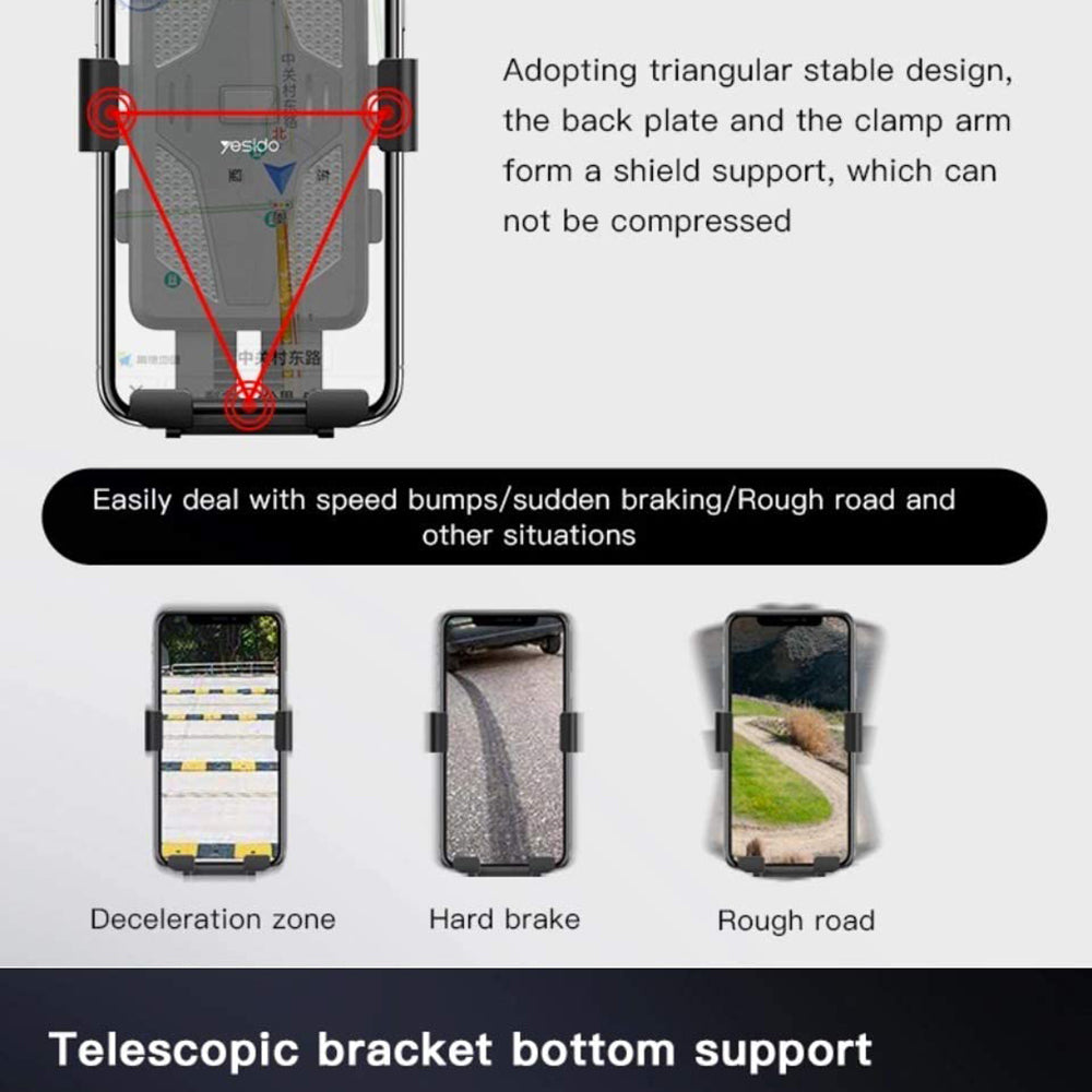 Yesido C94 Bicycle Holder, 4inch - 6.5inch, Black