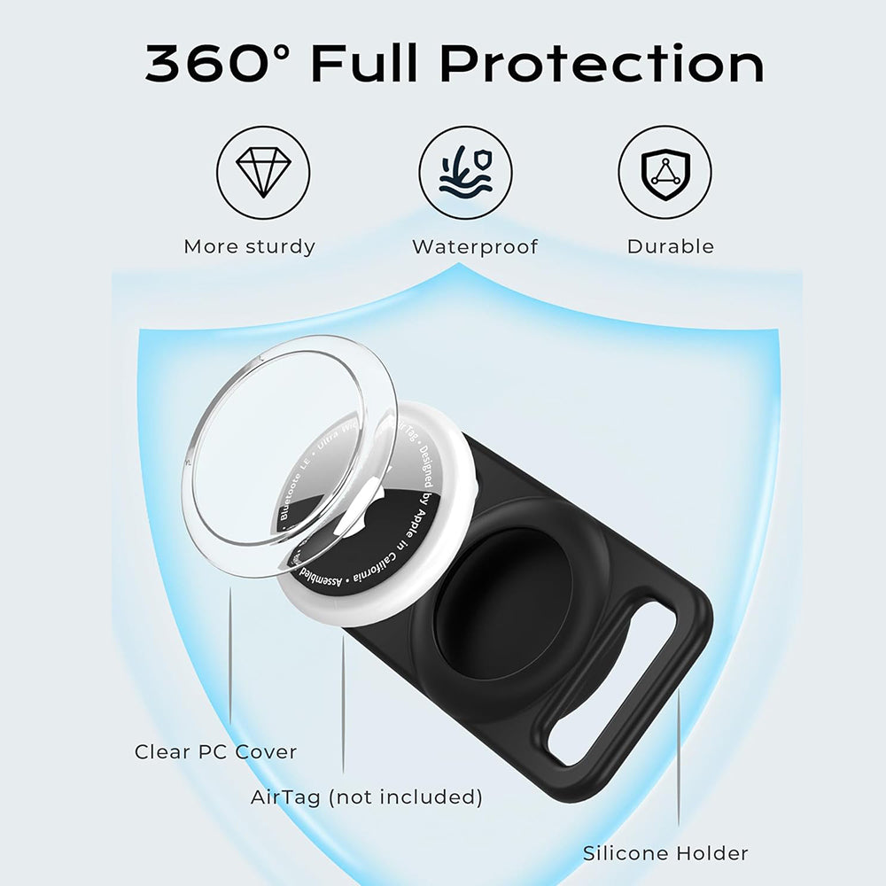 Βάση Techsuit BuddyGuard DG1 για Apple AirTag στο Περιλαίμιο Κατοικίδιου Ζώου, Μαύρο
