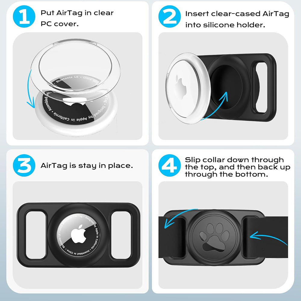 Βάση Techsuit BuddyGuard DG1 για Apple AirTag στο Περιλαίμιο Κατοικίδιου Ζώου, Μαύρο