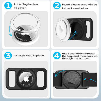Βάση Techsuit BuddyGuard DG1 για Apple AirTag στο Περιλαίμιο Κατοικίδιου Ζώου, Μαύρο