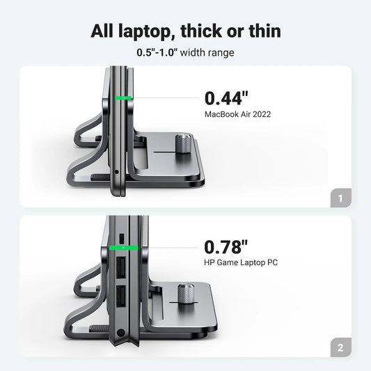 Κάθετη Βάση UGREEN LP258 για Laptop με πάχος 12mm - 26mm, Ασημί