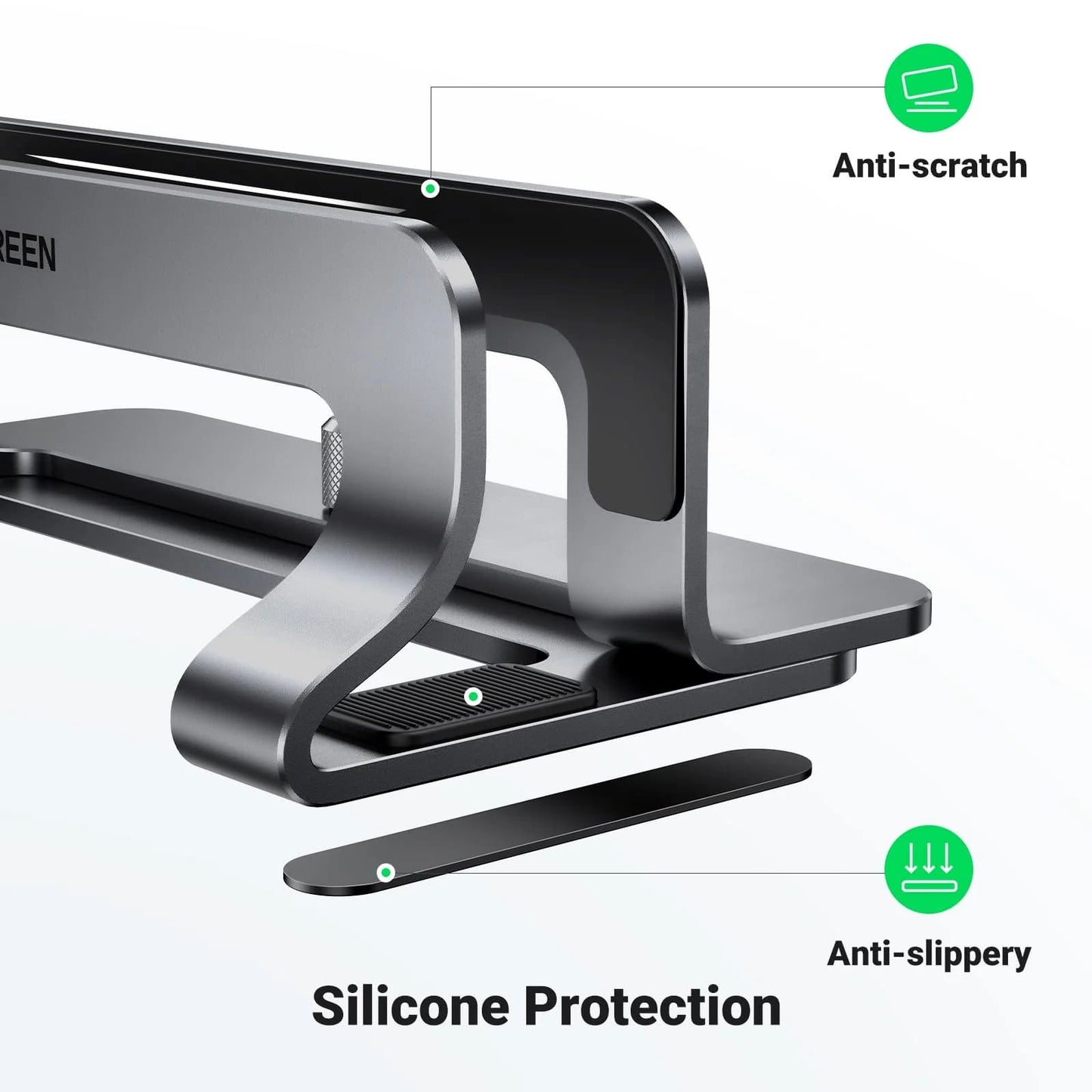Κάθετη Βάση UGREEN LP258 για Laptop με πάχος 12mm - 26mm, Ασημί