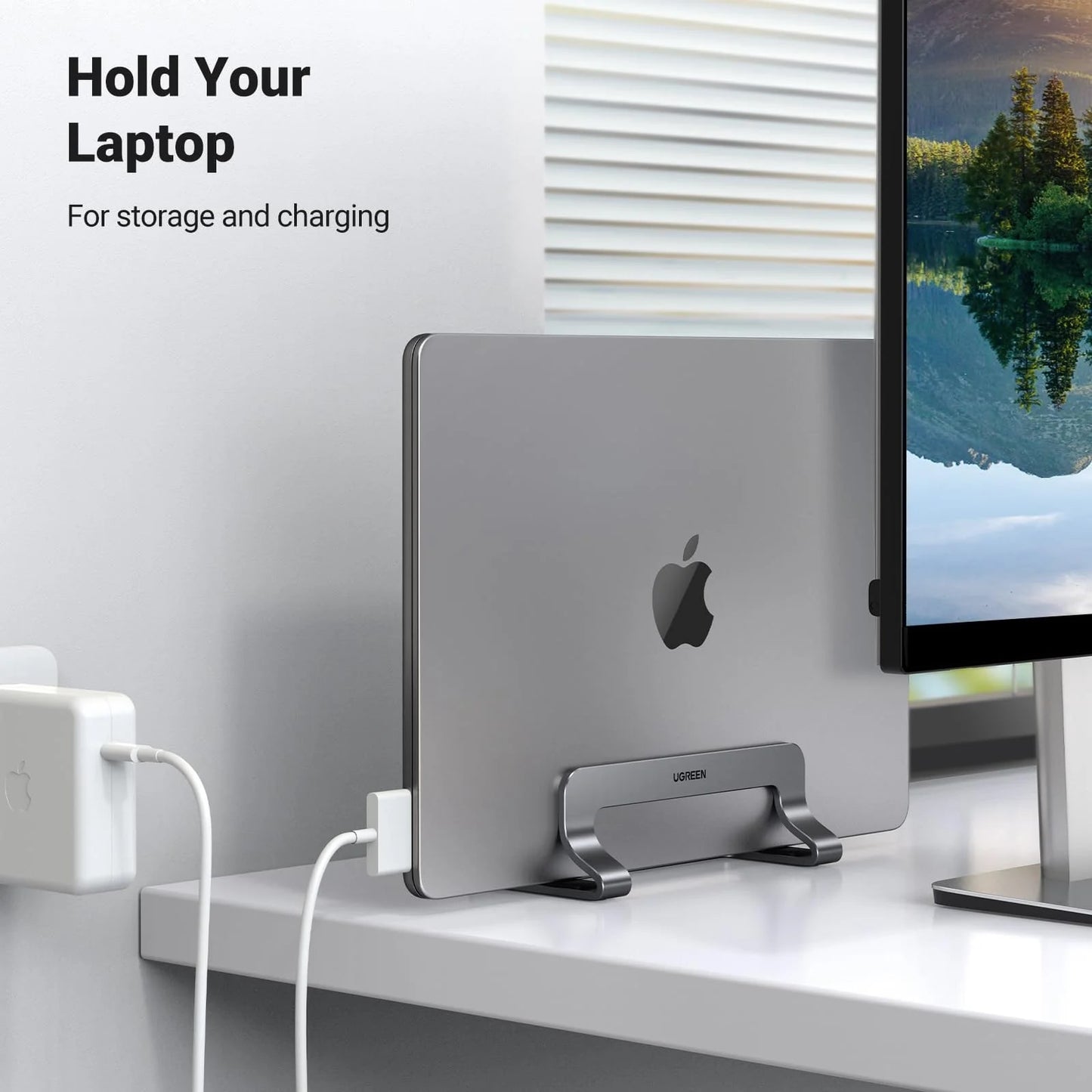 Κάθετη Βάση UGREEN LP258 για Laptop με πάχος 12mm - 26mm, Ασημί