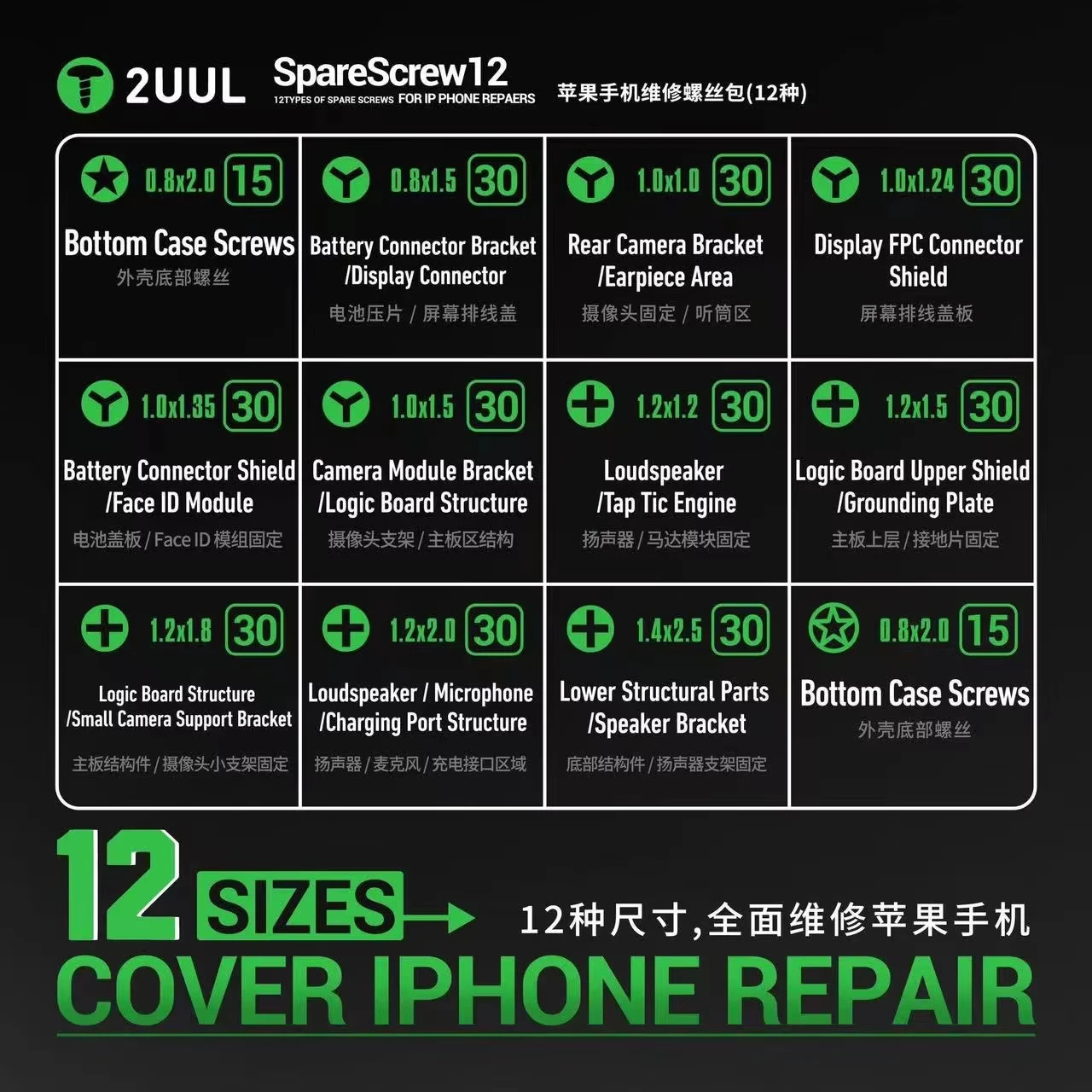 Βίδες 2UUL SC22 για τη σειρά Apple iPhone, 330σε1