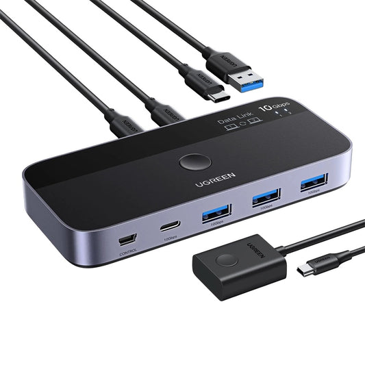 Switch USB UGREEN CM691 (45784), 3 x USB-A 3.2 - 1 x USB-C - 1 x miniUSB, Μαύρο