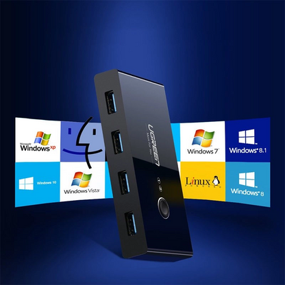 Switch USB UGREEN US216 (30768) Two Sharing Box New Version, 4 x USB-A 3.0, Black