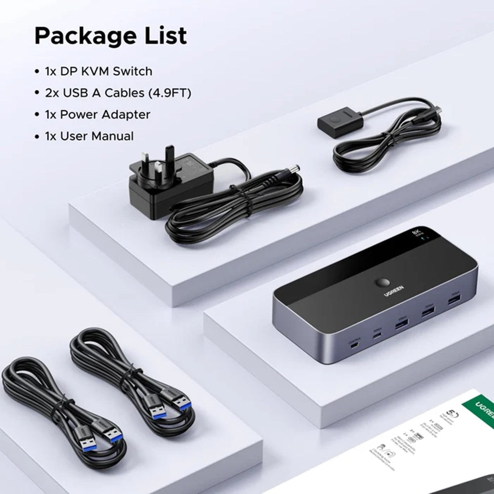 Switch Video DisplayPort UGREEN CM695 (25962), Μαύρο