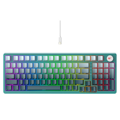 Πληκτρολόγιο Gaming HAVIT KB899L, RGB, 1.8m, Λευκό Πράσινο
