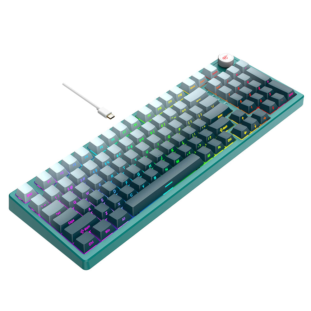 Πληκτρολόγιο Gaming HAVIT KB899L, RGB, 1.8m, Λευκό Πράσινο