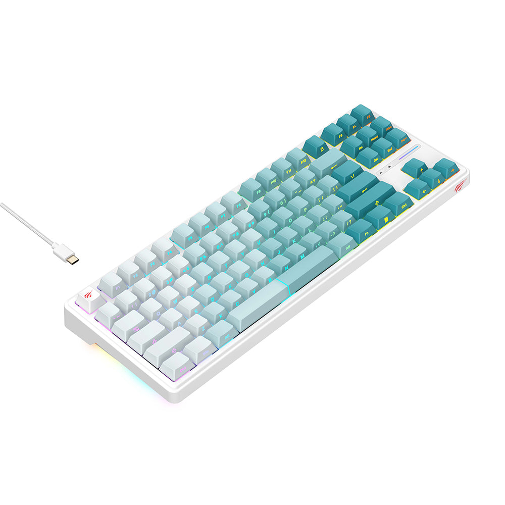 Πληκτρολόγιο Gaming HAVIT KB901L, RGB, 1.8m, Λευκό Πράσινο