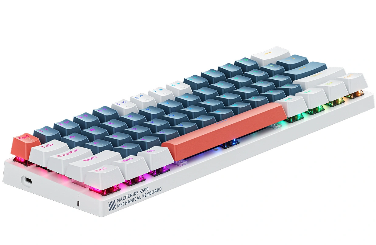 Πληκτρολόγιο Gaming Ενσύρματο USB Machenike K500-B61 Μηχανικό, RGB, Μπλε Άσπρο