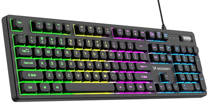 Ενσύρματο Πληκτρολόγιο Gaming USB WZK WKG-200, RGB, 1.5μ, Μαύρο