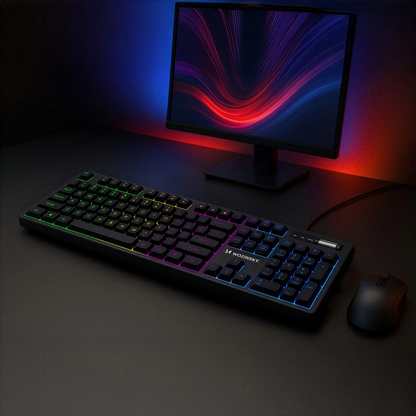 Ενσύρματο Πληκτρολόγιο Gaming USB WZK WKG-200, RGB, 1.5μ, Μαύρο