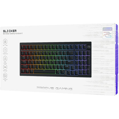 Πληκτρολόγιο Gaming Wireless Proove Slicker, RGB, BT / Wi-Fi / Wired, 1.8m, Μαύρο WKSLEN00022401
