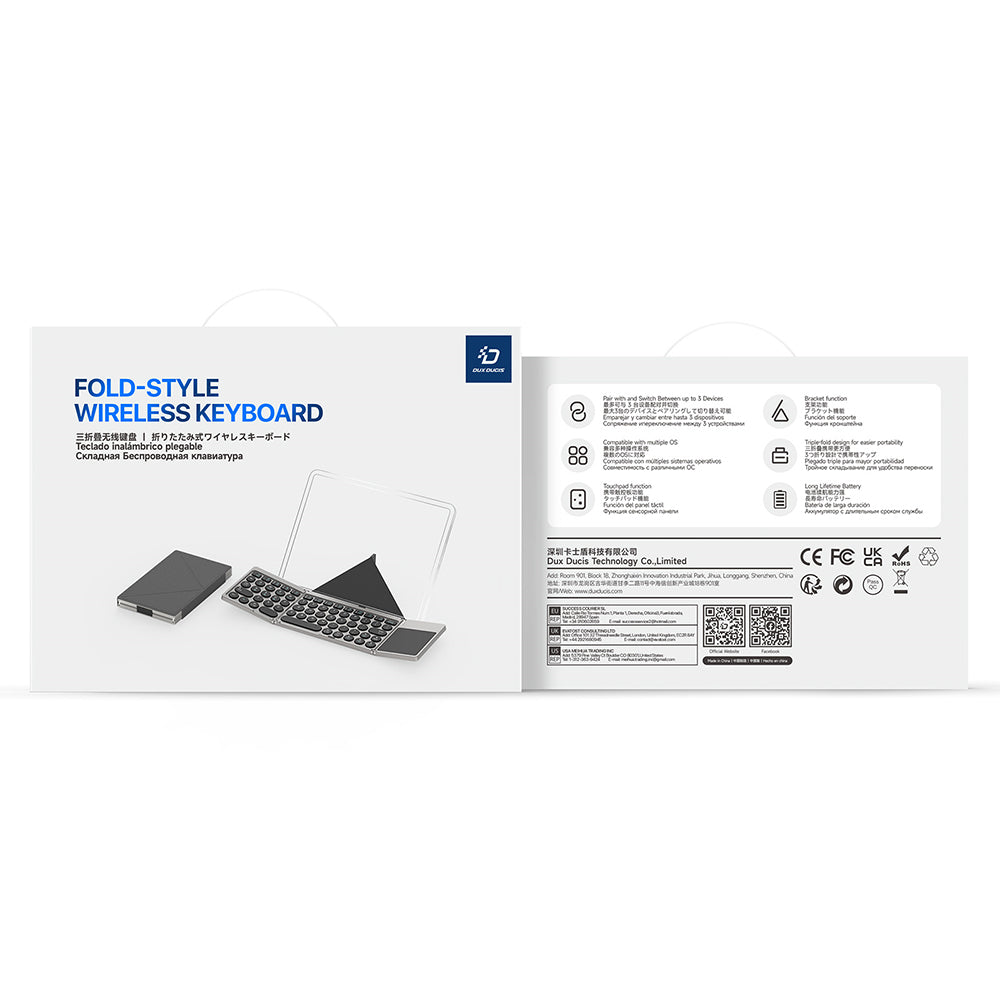 Πτυσσόμενο Πληκτρολόγιο Bluetooth DUX DUCIS, Μαύρο