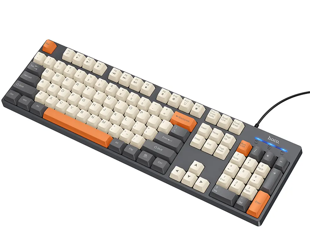 Πληκτρολόγιο ενσύρματο USB HOCO GM61 Tri-Color, 1.45μ, Γκρι