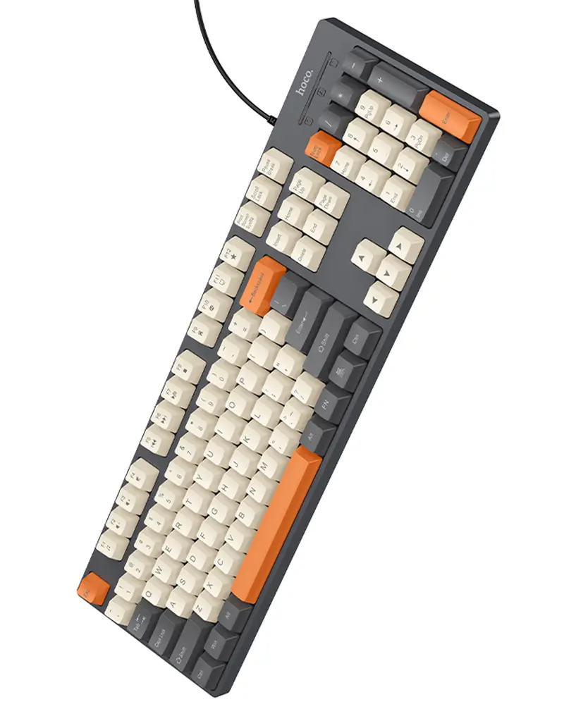 Πληκτρολόγιο ενσύρματο USB HOCO GM61 Tri-Color, 1.45μ, Γκρι