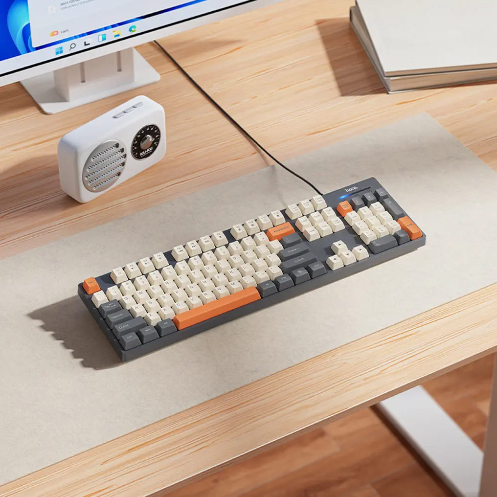 Πληκτρολόγιο ενσύρματο USB HOCO GM61 Tri-Color, 1.45μ, Γκρι