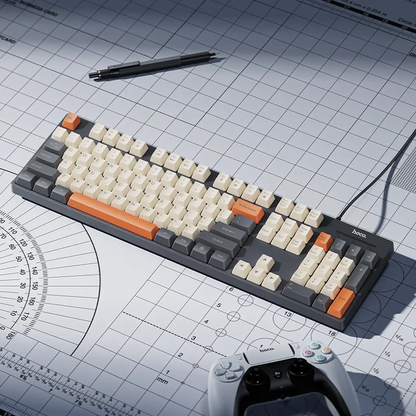 Πληκτρολόγιο ενσύρματο USB HOCO GM61 Tri-Color, 1.45μ, Γκρι