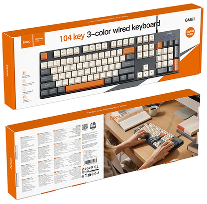 Πληκτρολόγιο ενσύρματο USB HOCO GM61 Tri-Color, 1.45μ, Γκρι