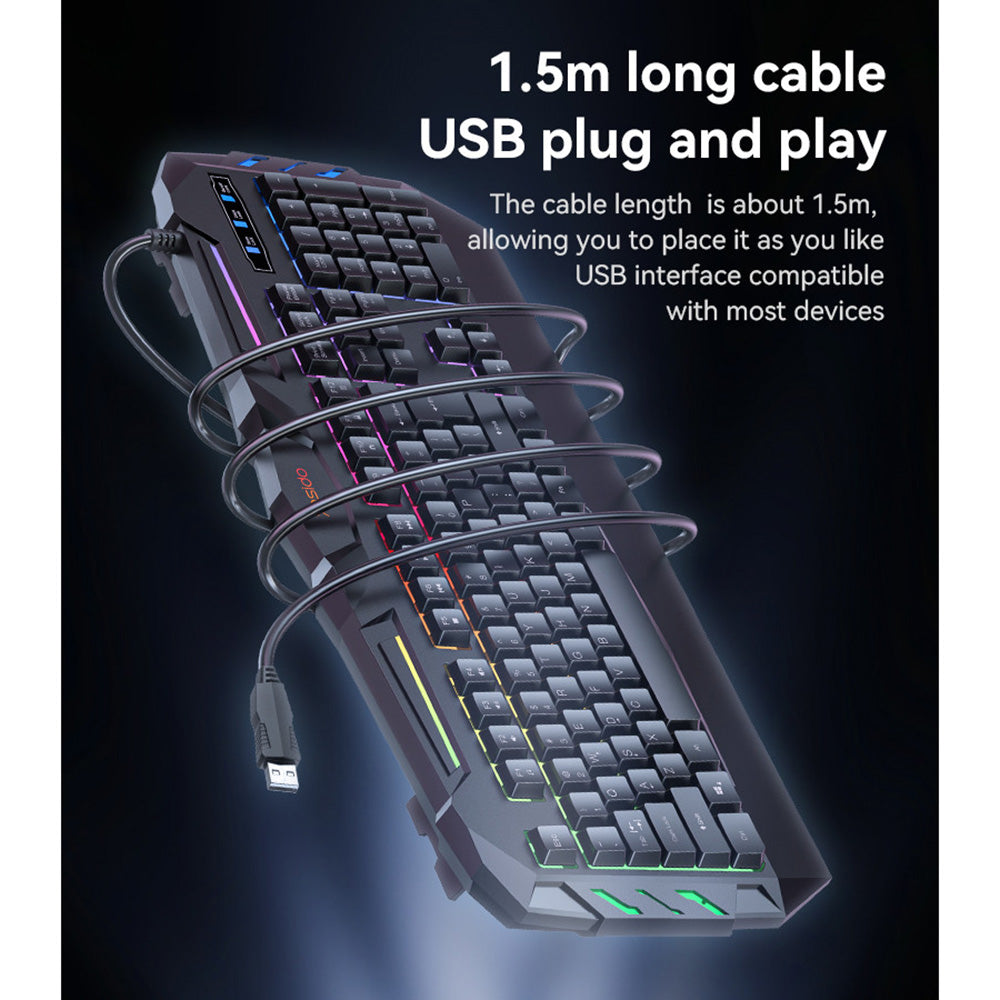 Ασύρματο Πληκτρολόγιο Yesido KB21, RGB, 1.5m, Μαύρο