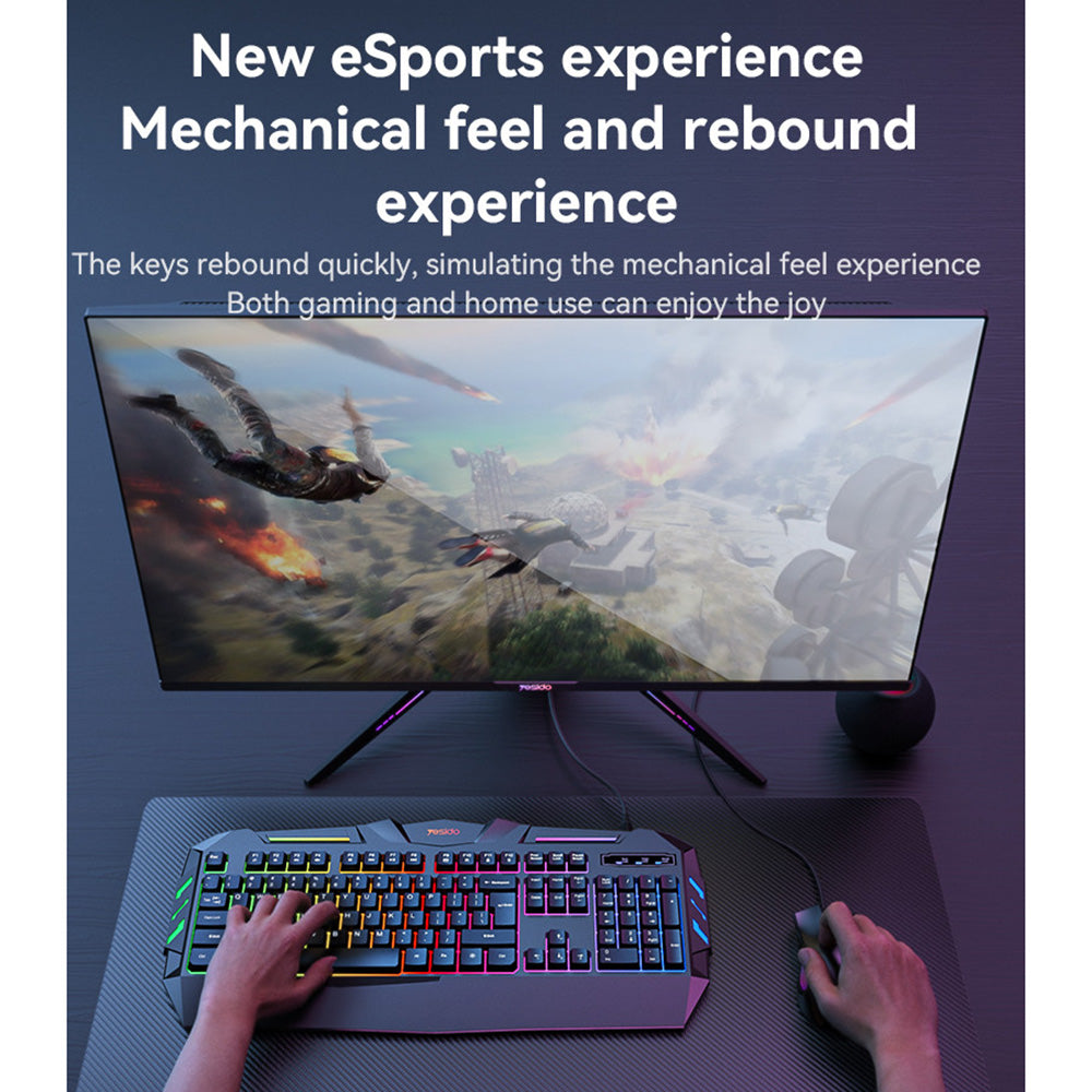 Ασύρματο Πληκτρολόγιο Yesido KB21, RGB, 1.5m, Μαύρο