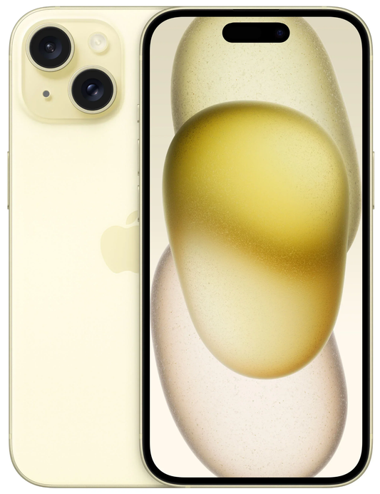 Apple iPhone 15 Mobile Phone, 128GB, Yellow MTP23ZD/A
