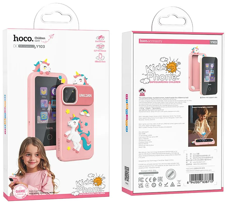 Κινητό Τηλέφωνο HOCO Y103 Kids, Οθόνη 2.8 ιντσών, Ροζ