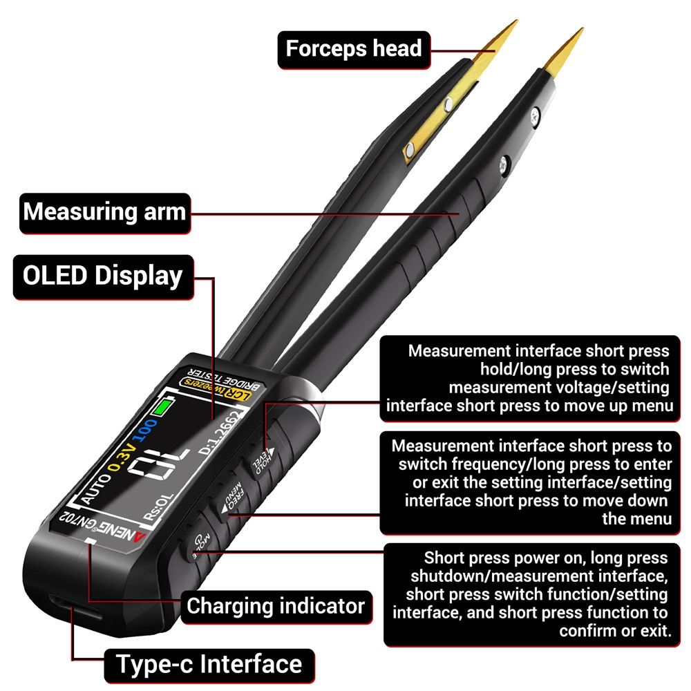 ANENG GN702 Tweezer-Type Service Tester
