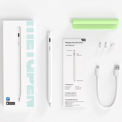 Στυλό αφής Metapen Air8 Pro για Apple iPad, Έκδοση Active, Λευκό ME-APP172