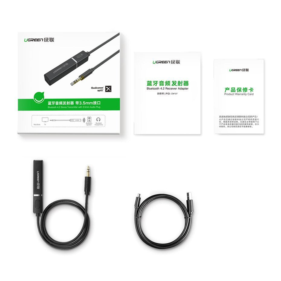 Πομπός Bluetooth UGREEN CM107, AUX, Μαύρος