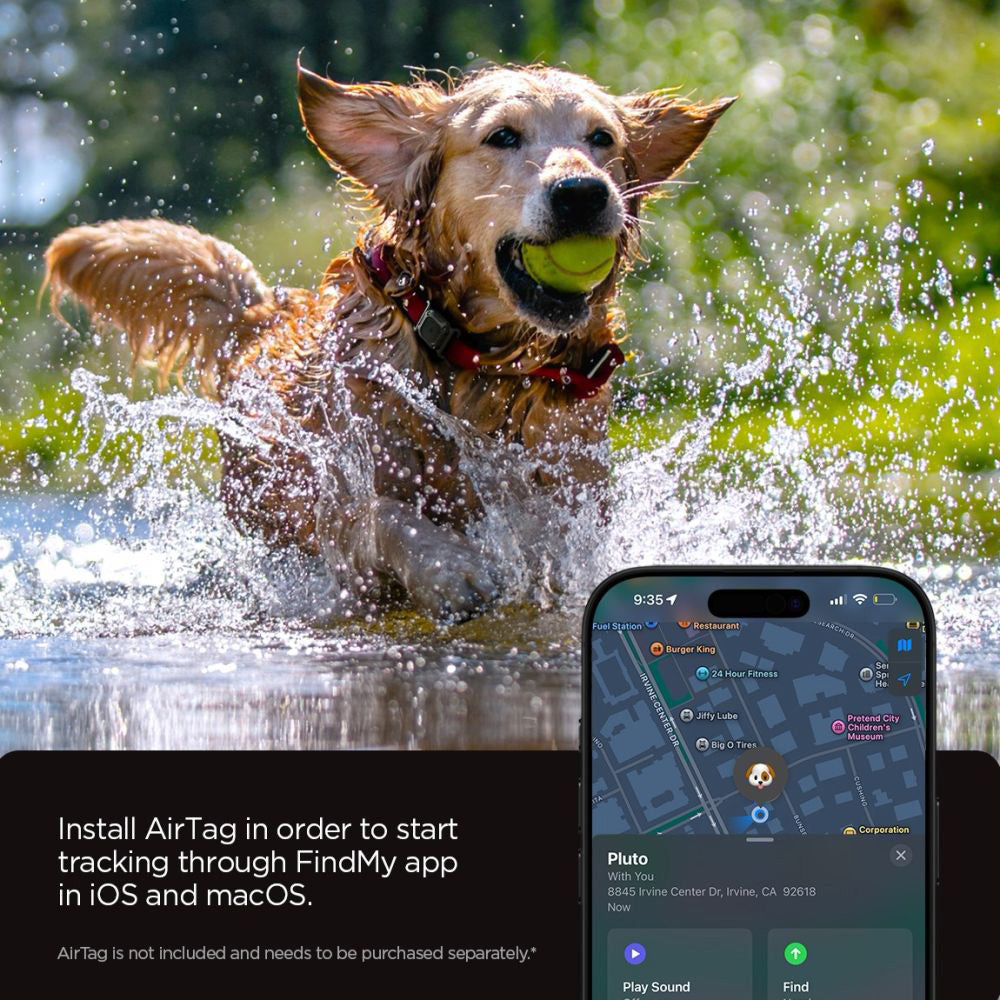 Θήκη Spigen Tough Armor για Apple AirTag σε Περιλαίμιο Κατοικίδιου, Μαύρη